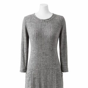 Westport Gray Ribbed Knit Dress with Pockets Size L – NWOT
